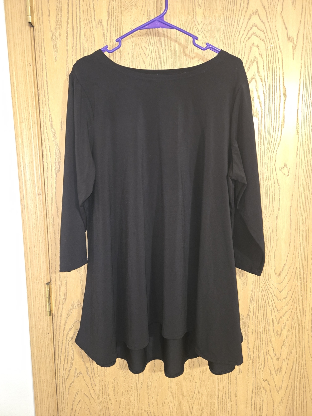 Classic Black Swing Tunic Top with Boatneck